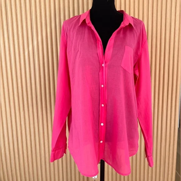 Lilly Pulitzer Pink Anna Maria Button Down Long Sleeves Cotton Shirt size xl - Picture 5 of 9